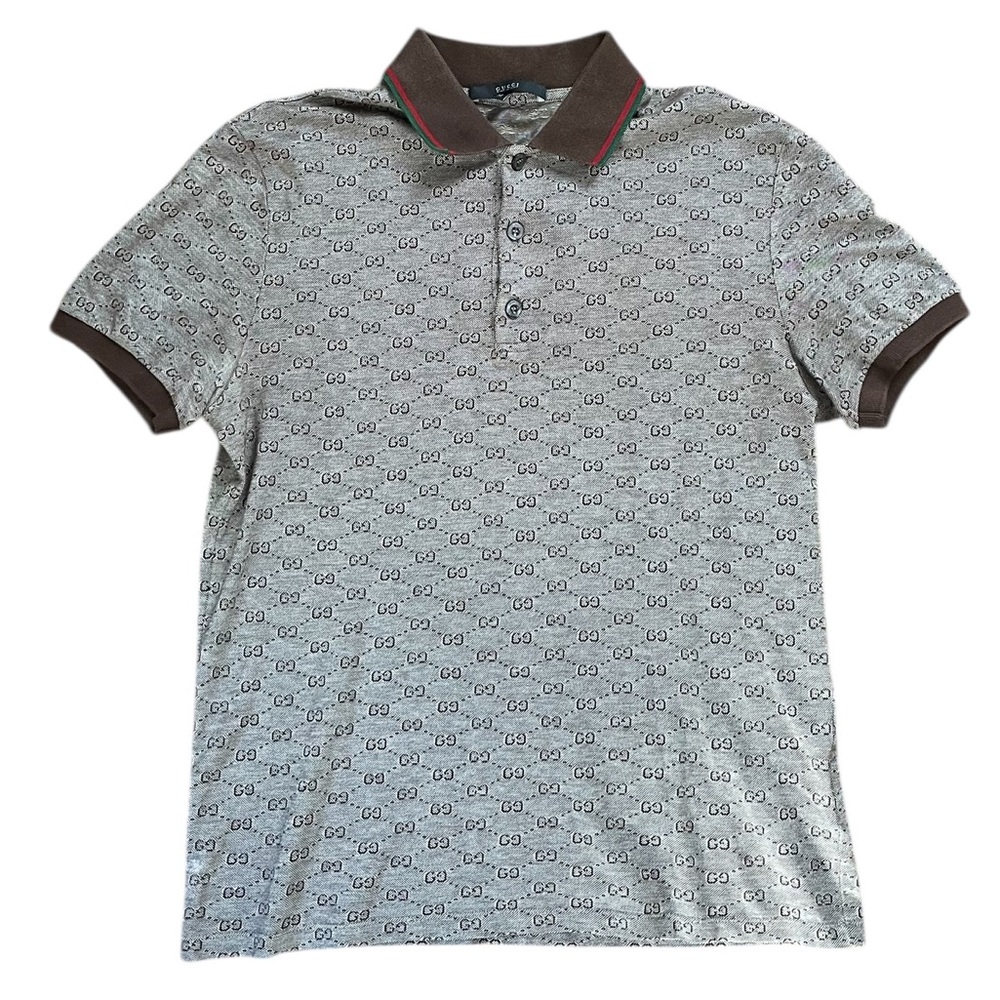 Gucci Gray and Brown Polo Shirt